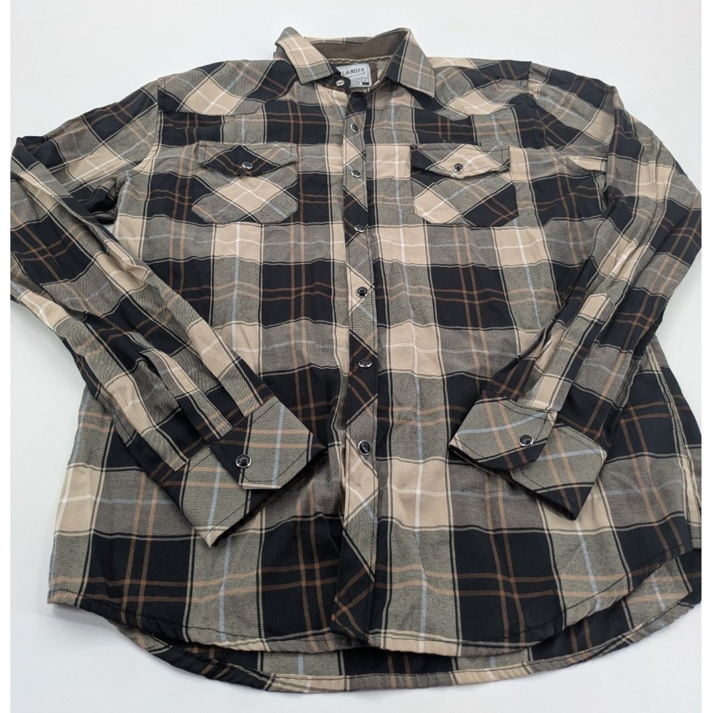 Outlander by Craft + Flow Plaid Western‎ Long Sleeve Woven Shirt Sz M Pearl Snap